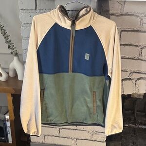 Topo Design Vista 1/4 zip top midnight and oatmeal NWOT medium